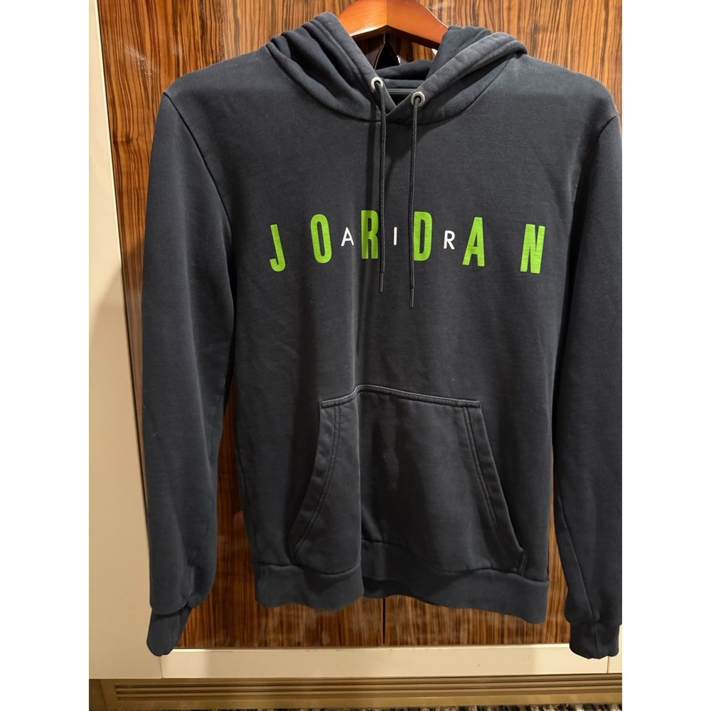 Jordan Hoodie Pull Over Black Green Graphic AH4509-011 Mens Size S